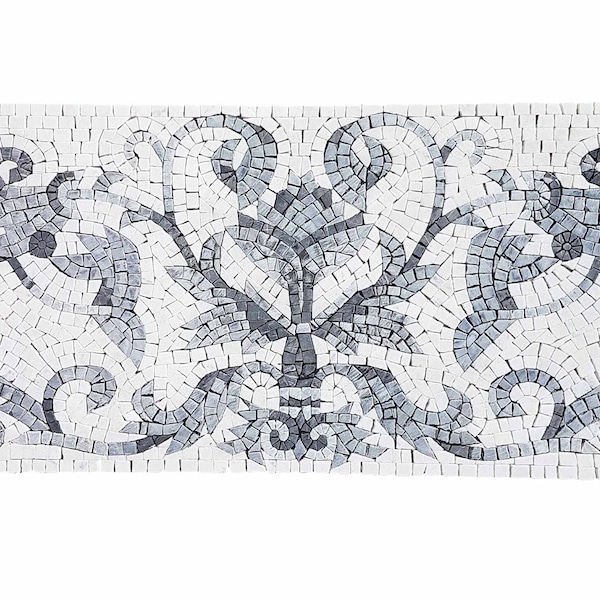 Handcrafted Marble Mosaic Tile: Black and White Flower Backsplash