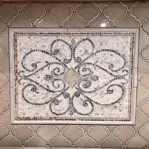 Backsplash Marble Mosaic Tiles. Handcrafted Mural Wall Panel Tiles, Indoor/Outdoor Ok.Roman Mosaic Shipping Worldwide