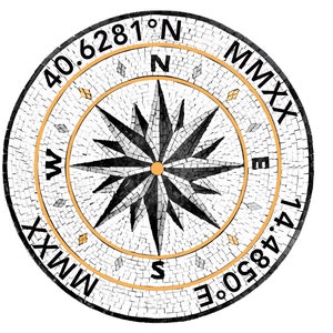 Compass Nautical Coordinates Mosaic Medallion