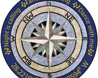 Coordinates and Lyrics Text Mosaic Medallion