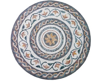 Handcut Marble Mosaic Medallion: Round Flooring or Backsplash Tile