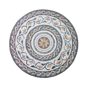 Handcut Marble Mosaic Medallion: Round Flooring or Backsplash Tile