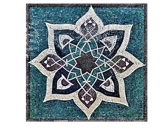 Custom Marble Mosaic Tile: Green & White Floral Medallion
