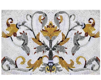 Flower Marble Mosaic Tile: Handcrafted Backsplash Mural