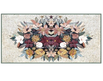Custom Marble Mosaic floral Backsplash or Wall Art Tiles, Customization available