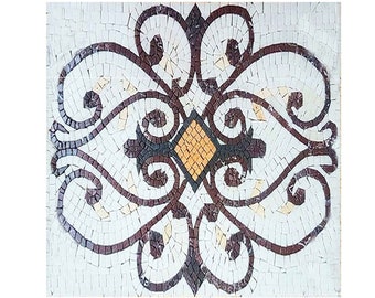 Handcrafted Marble Mosaic Tile: Geometric Backsplash Wall Panel