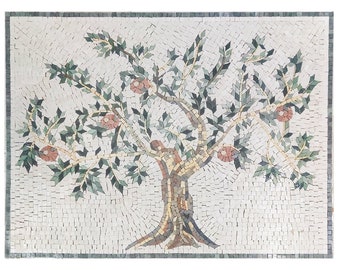 Orange Tree with Heart Shape Backsplash Mosaic