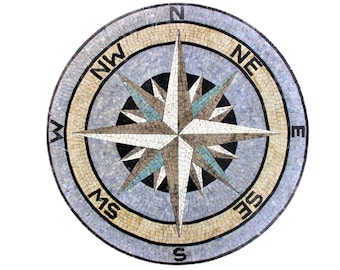 Handcrafted Compass Mosaic Medallion
