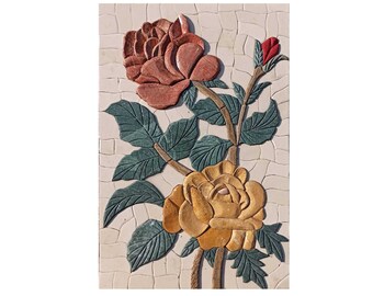 Solid Large Pieces Flower Backsplash Mural Marble Mosaic Tiles. Handcrafted Mosaic, Customization available, Indoor/Outdoor Ok. Handcrafted