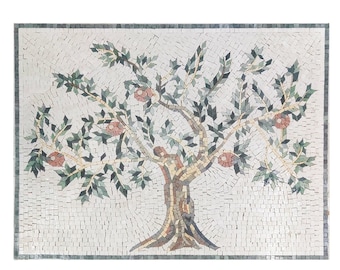 Orange Tree Marble Mosaic Tile: Heart Trunk, Custom Backsplash