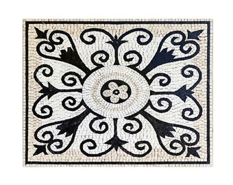 Marble Mosaic Tile: Artistic Scroll Design, Kitchen Backsplash