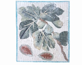 Fig Tree Mosaic Tile: Handcrafted Marble Backsplash Mural
