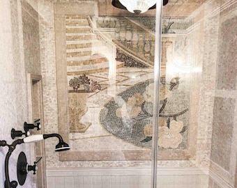 Shower Wall Mural Marble Mosaic Art
