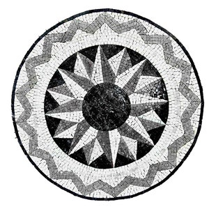 Handcut Marble Mosaic Tile: Compass Rose Medallion Backsplash