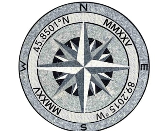 Custom Navigation Nautical Marble Mosaic Medallion