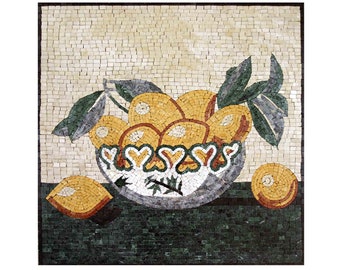 Lemon Marble Mosaic Backsplash: Handcrafted Wall Art Tiles