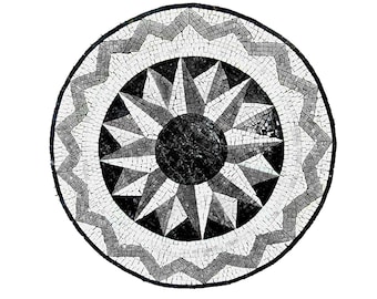 Handcut Marble Mosaic Tile: Compass Rose Medallion Backsplash