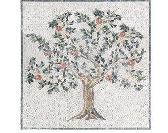 Orange Tree Marble Mosaic Tile Backsplash - Handcrafted Custom Design