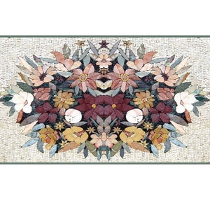 Mosaico de mármol personalizado, protector contra salpicaduras floral o azulejos de arte de pared, personalización disponible