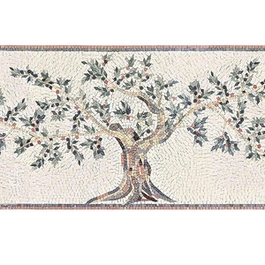 Olive Tree Backsplash Marble Mosaic Tile Handcrafted Mosaic,Customization available Indoor/Outdoor Ok. Handcrafted Roman Mosaics