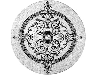 Monochrome Marble Mosaic Medallion