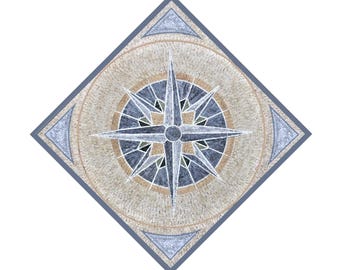 Diamond Marble Mosaic:  Nautical Compass Art