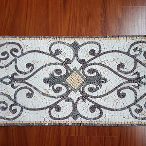 Scrolls  Backsplash Marble Mosaic Tiles. Handcrafted Mural Wall Panel Tiles, Indoor/Outdoor Ok.Roman Mosaic Shipping Worldwide