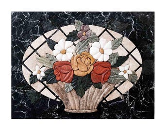 3D Mosaic Flower Basket Kitchen Backsplash
