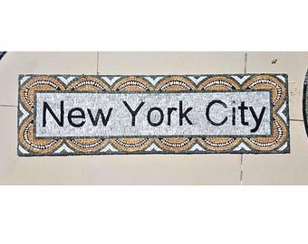 New York Subway Sign Marble Mosaic