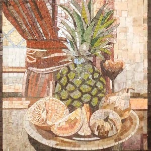Backsplash Fruit Bowl Marble Mosaic Wall Art Tiles.Indoor/Outdoor Ok. Handcrafted