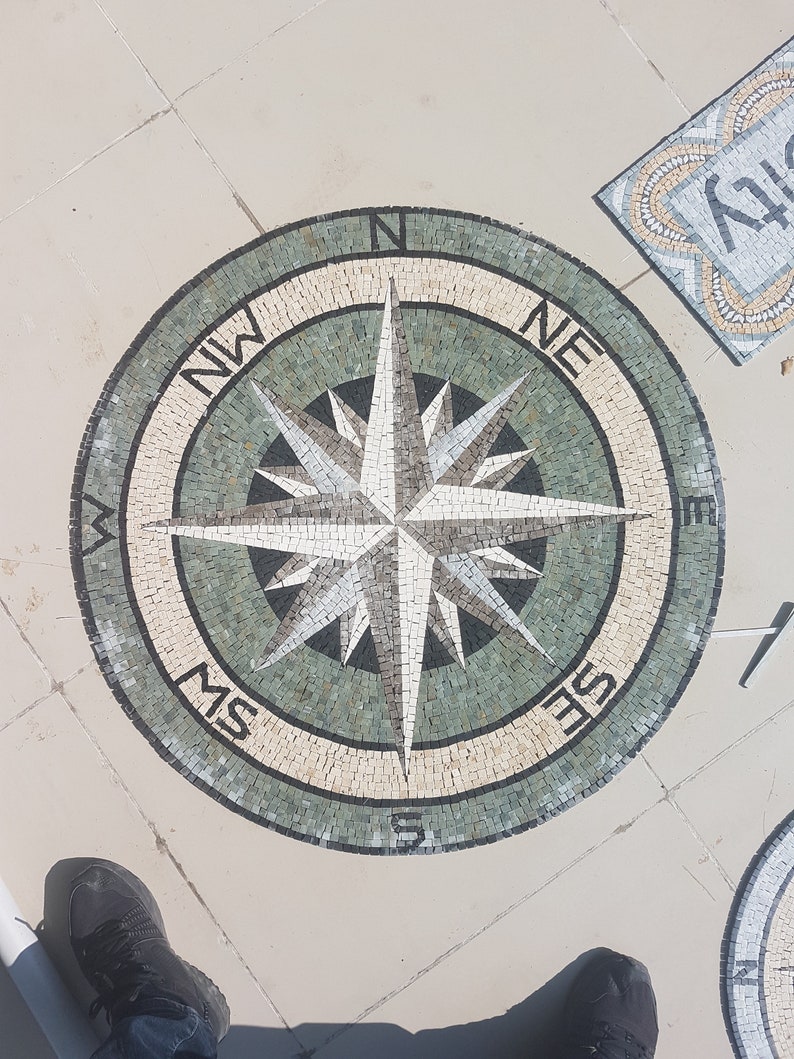 Compass Rose Nautical Marble Mosaic Medallion Flooring Tiles. Etsy