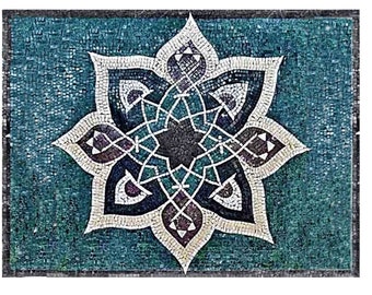 Custom Marble Mosaic Tile: Green & White Floral Medallion