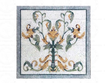 Artistic Floral Backsplash Mosaic