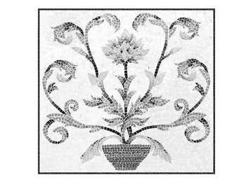 Hand Cut Marble Mosaic Tile Art: Floral Backsplash Mural