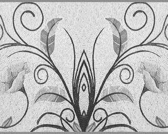 Schwarzweiss-monochrome Hibiskus-Blumen-Backsplash-Marmor-Mosaik-Kunst-Fliesen. Handgefertigtes Wandbild Fliesen, Innen/Außen Ok