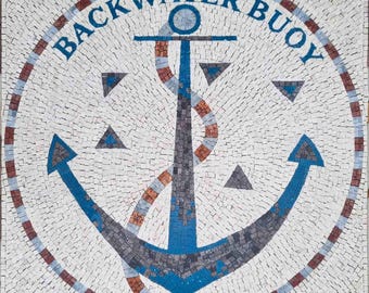Personalize Anchor Nautical Marble Mosaic Medallion