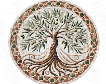 Olive Tree Mosaic Medallion