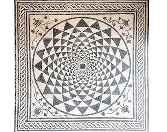 Handcrafted Marble Mosaic Medallion: Roman Style Art Tile