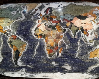 World Map Marble Mosaic Tiles. Custom Maps or customization Available.