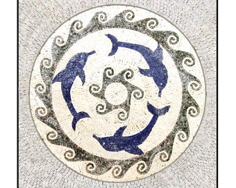 Custom Dolphin Mosaic for Flooring Medallion