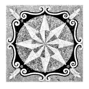 Handcrafted Marble Mosaic Tile: Compass Rose Medallion