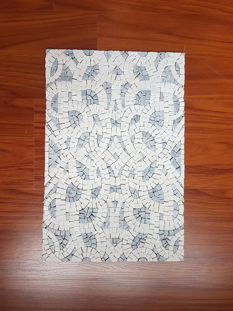 IndoorOutdoor Ok Backsplash Grey and White Marble Mosaic Tiles Handcrafted Mosaic Customization available Handcrafted Roman Mosaics