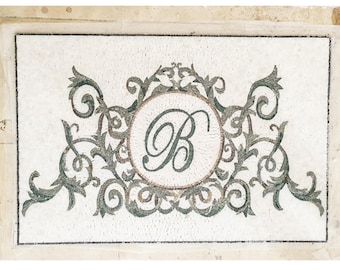 Personalized Marble Mosaic Tile: Initial Backsplash Art, Indoor/Outdoor