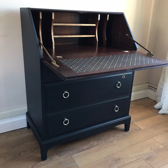 Sold Painted Writing Desk Bureau Stag Minstrel Dark Grey Bureau Stag Minstrel Dark Grey