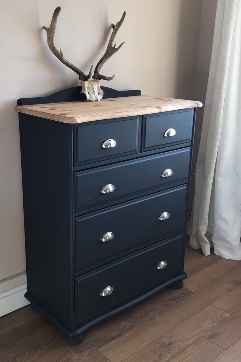 Sold Dark Grey Chest Of Drawers Upcycled Furniture Etsy