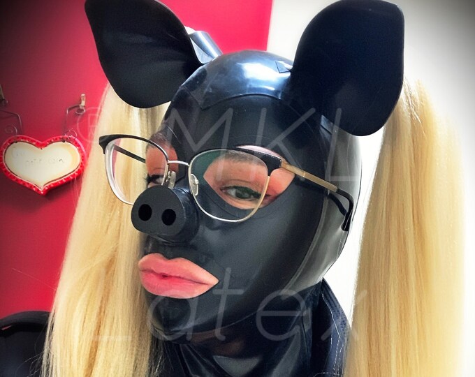The Piggy Latex Hood with Pigtails