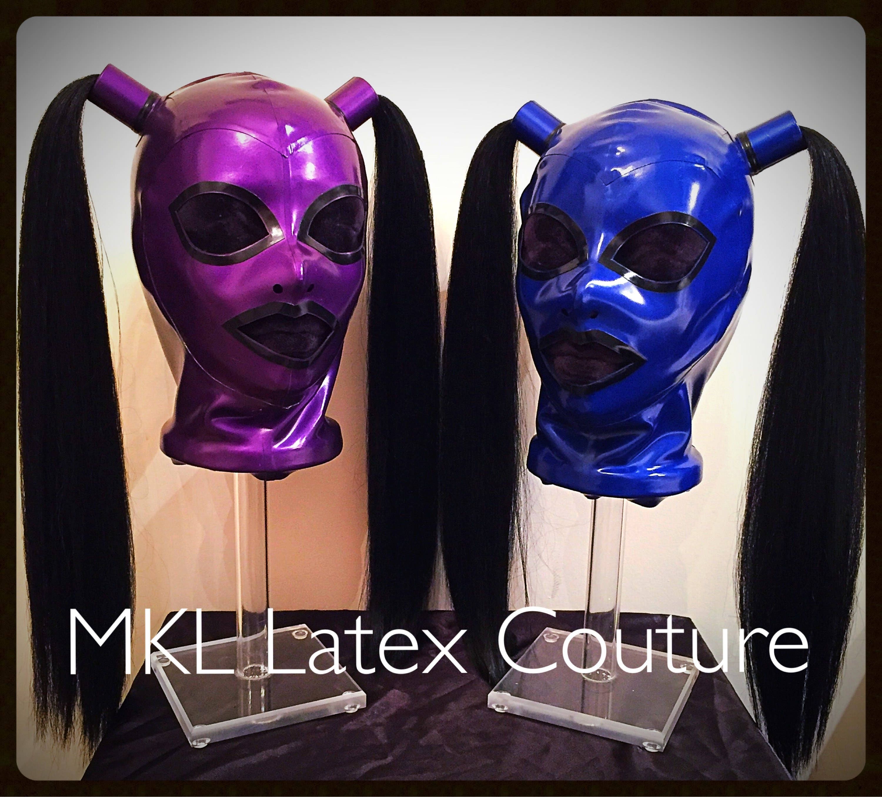 Latex Pigtails - The Kinky Pigtails Latex Hood - Etsy