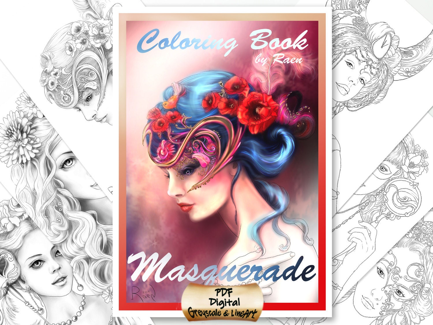 Download Masquerade Coloring Book For Adults By Raen Beauty Etsy