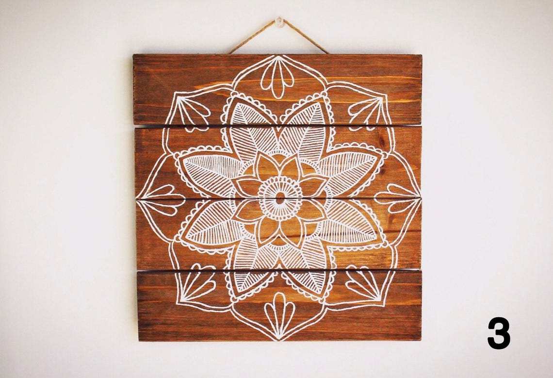 Wooden Mandala Paintings Etsy