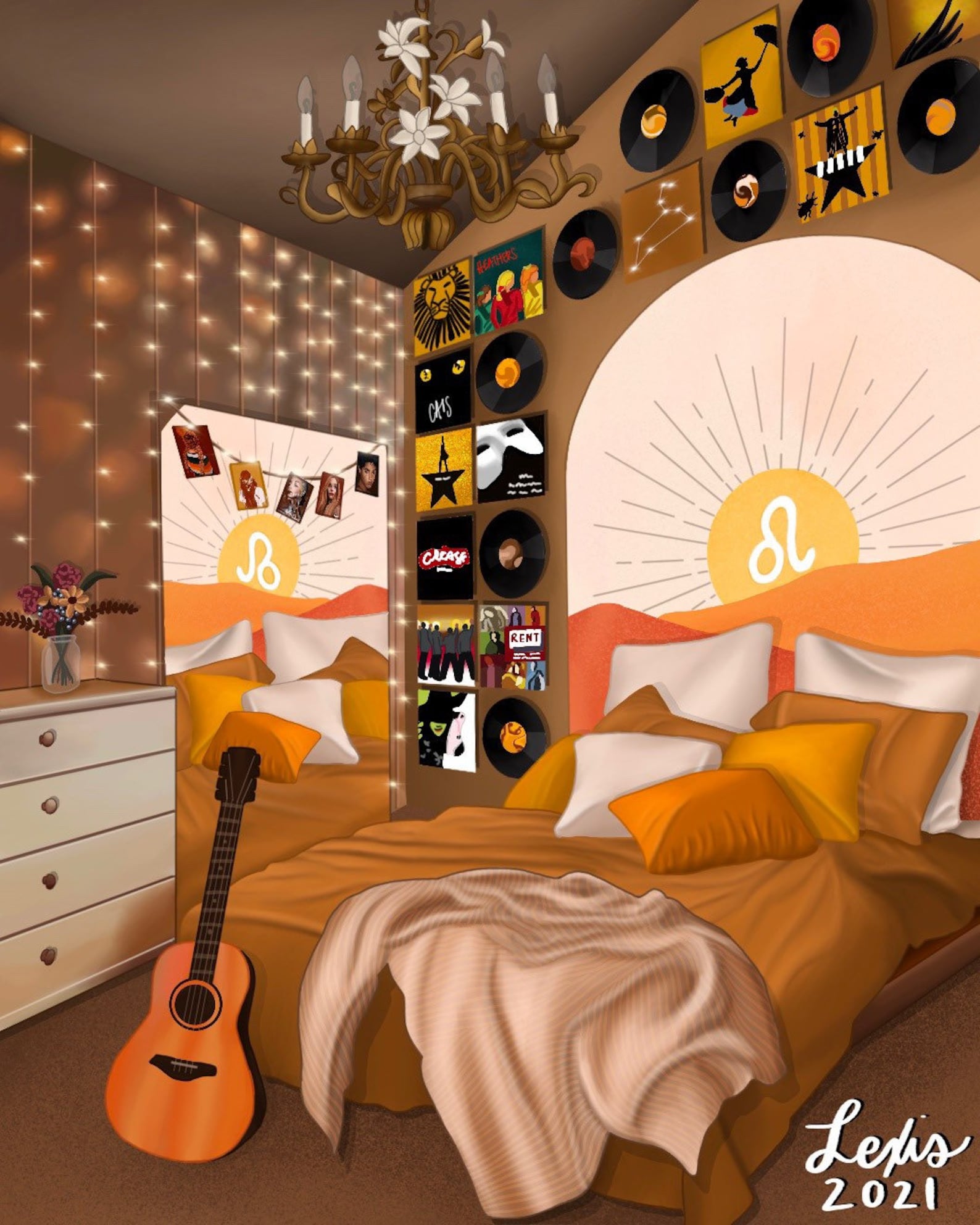 Leo Mini Print 4x5 Zodiac Signs as Bedrooms Series Etsy